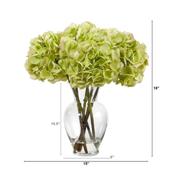 18" Hydrangea Artificial Arrangement in Glass Vase Bed Bath & Beyond